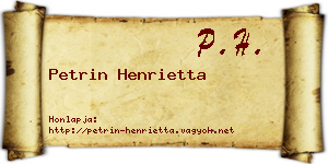Petrin Henrietta névjegykártya